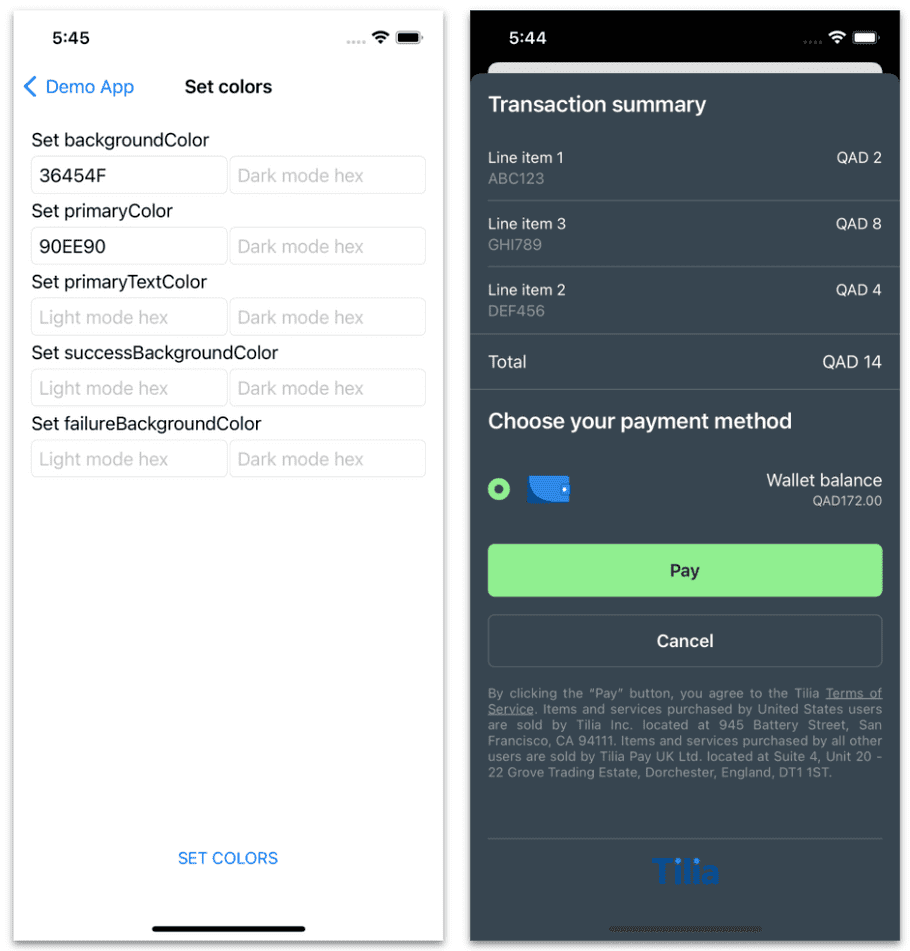 Tilia Hosted Checkout