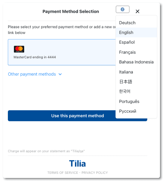 payment selection widget