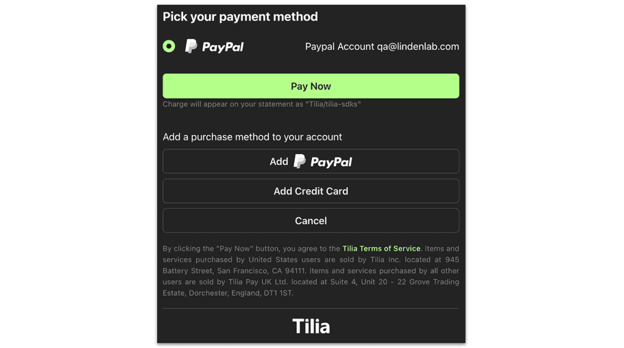 styled payment widget